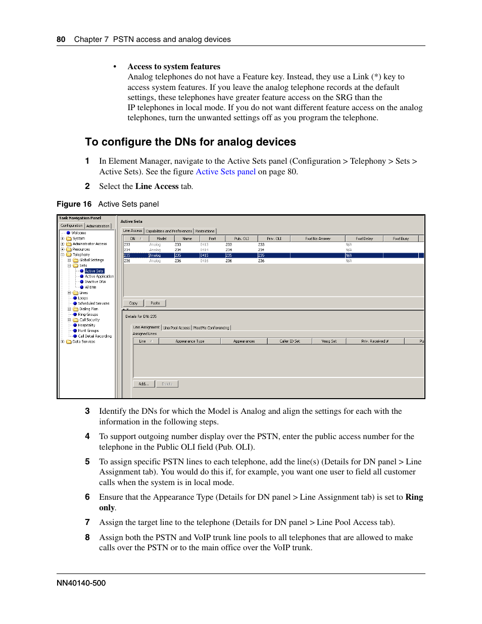 To configure the dns for analog devices | Nortel Networks SRG50 User Manual | Page 80 / 102