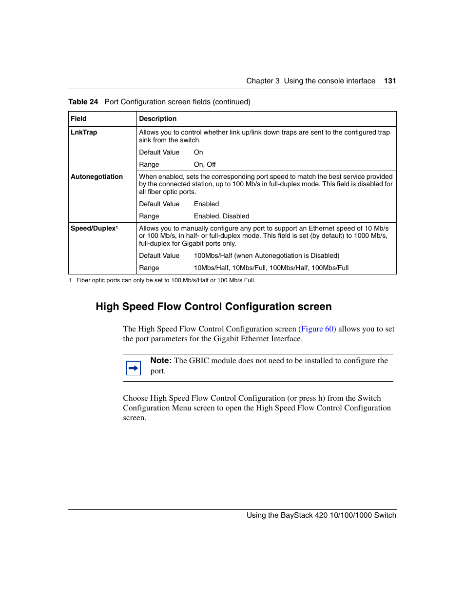 High speed flow control configuration screen | Nortel Networks 1000ASE-XD User Manual | Page 131 / 214