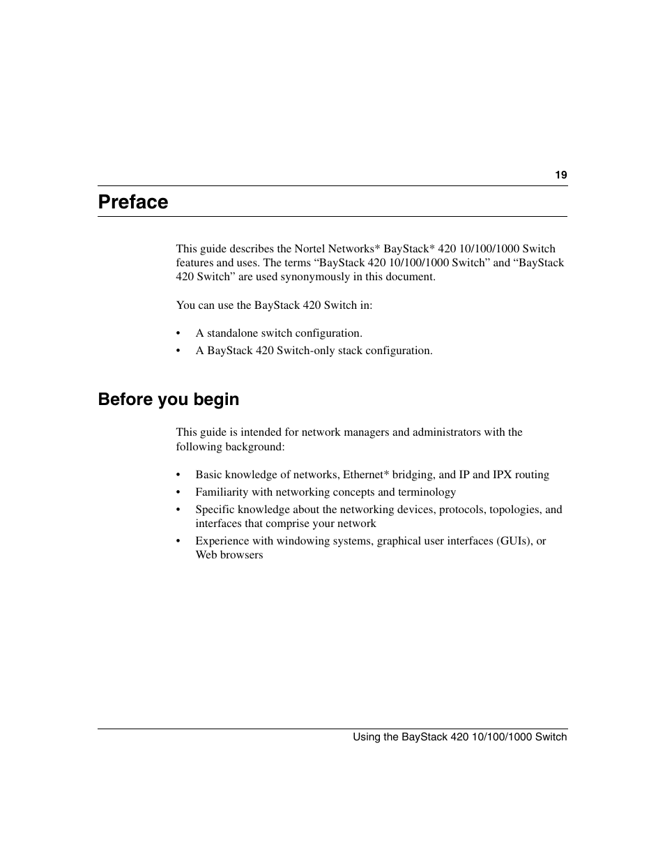 Preface, Before you begin | Nortel Networks 1000ASE-XD User Manual | Page 19 / 214