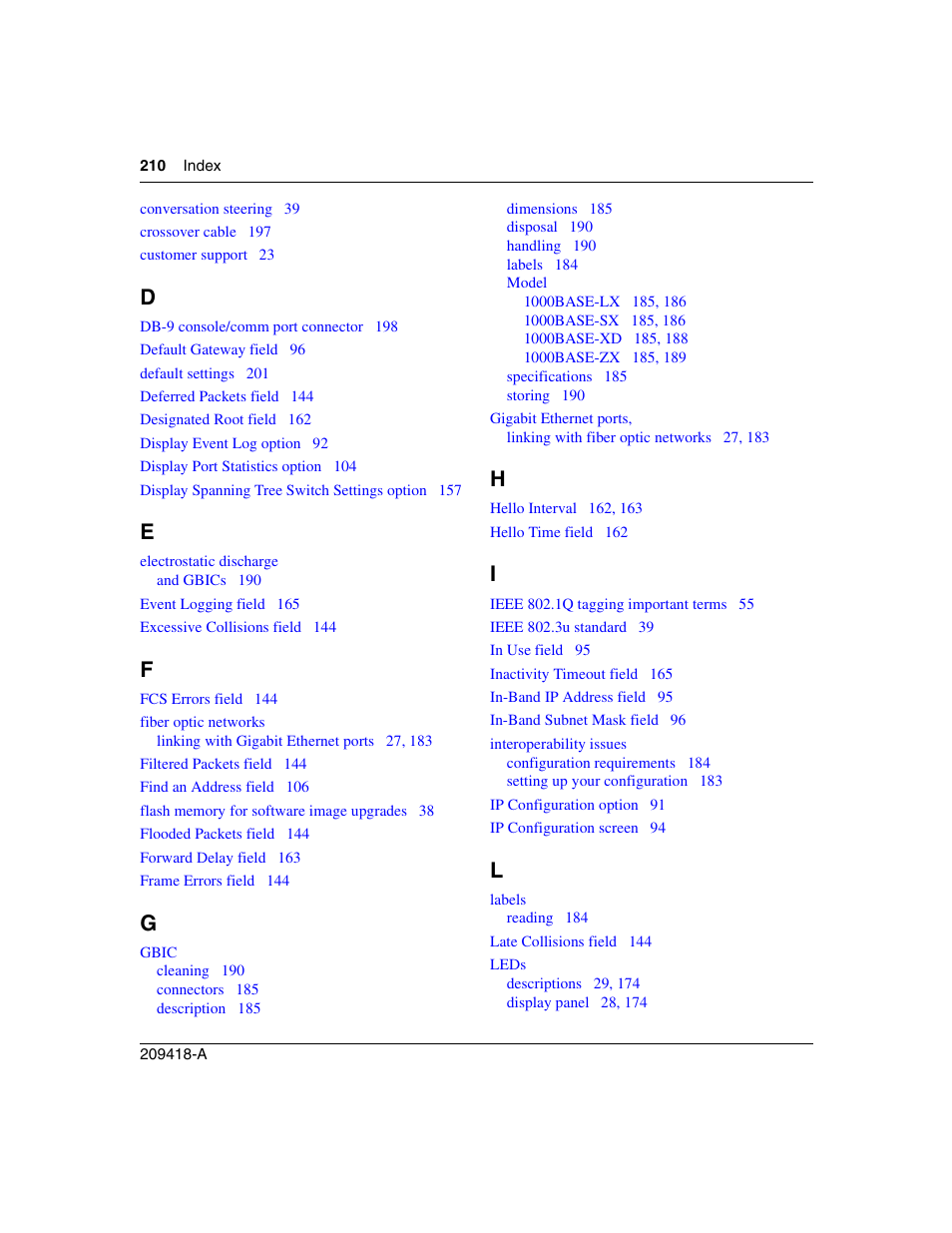 Nortel Networks 1000ASE-XD User Manual | Page 210 / 214