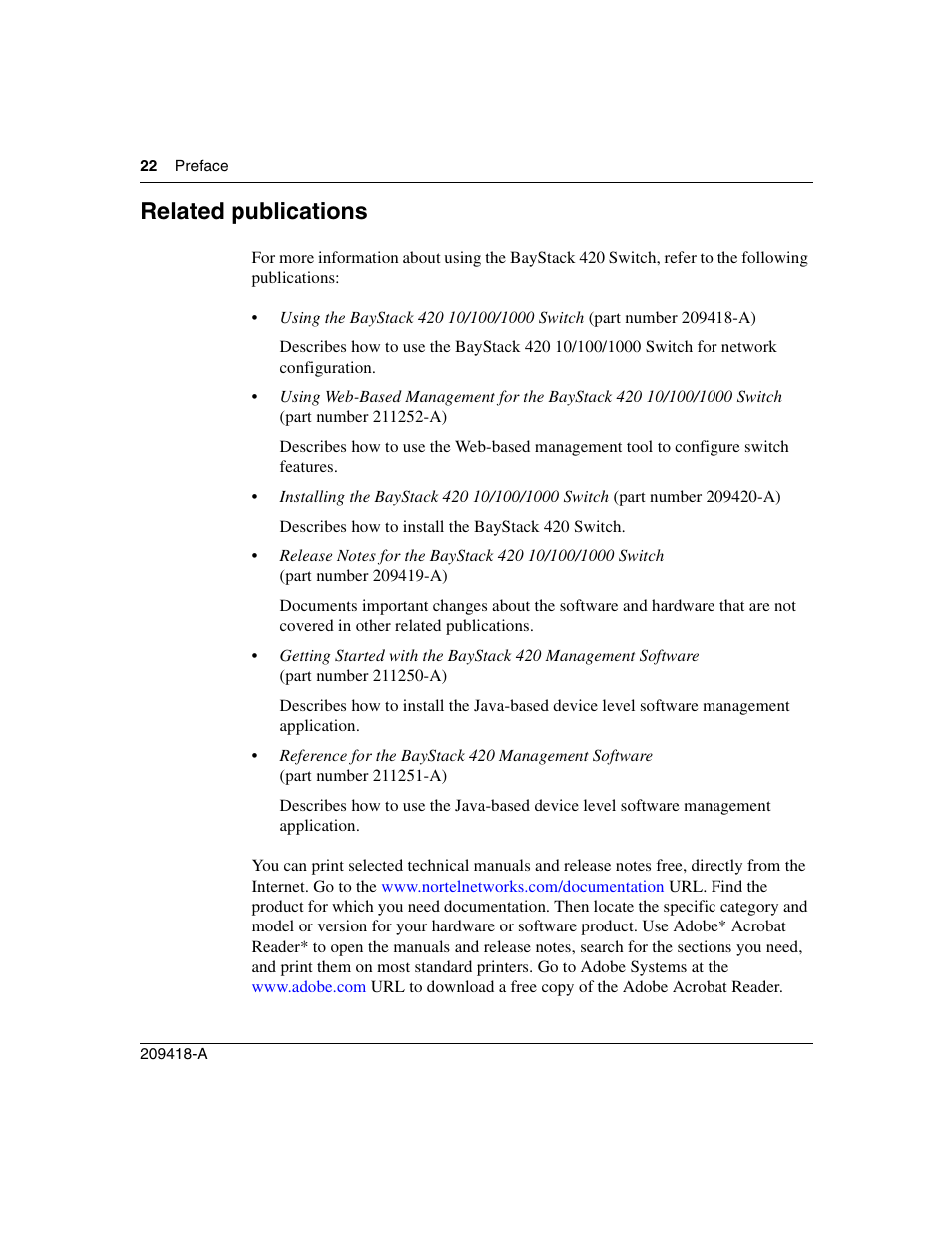 Related publications | Nortel Networks 1000ASE-XD User Manual | Page 22 / 214
