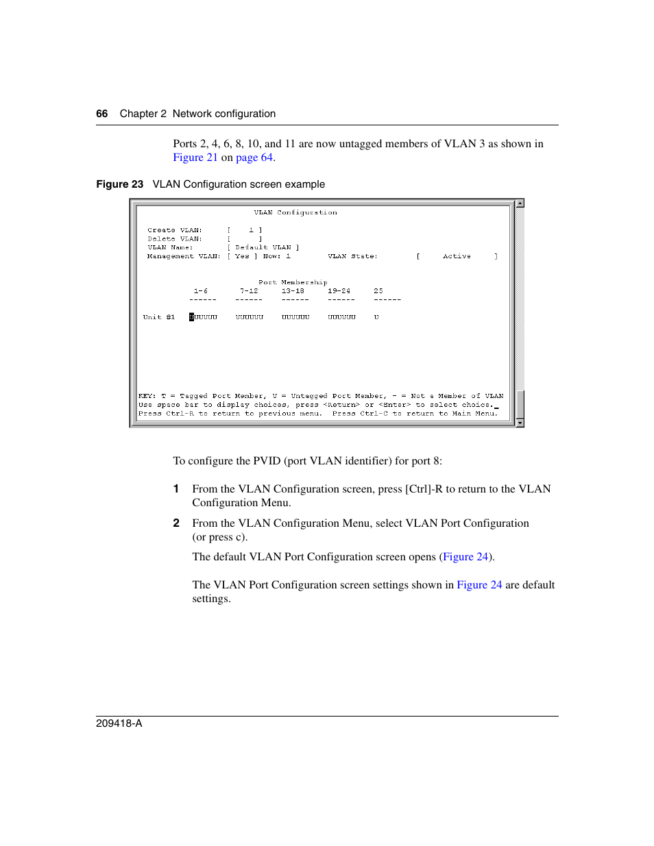 Figure 23, Vlan configuration screen example | Nortel Networks 1000ASE-XD User Manual | Page 66 / 214