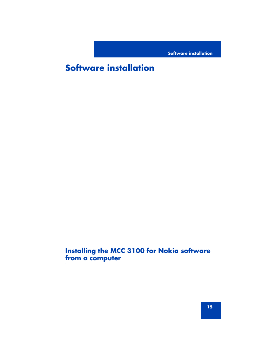 Software installation | Nortel Networks 3100 User Manual | Page 15 / 72