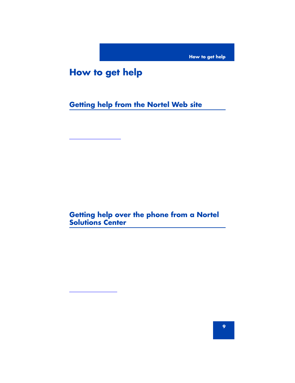 How to get help, Getting help from the nortel web site | Nortel Networks 3100 User Manual | Page 9 / 72