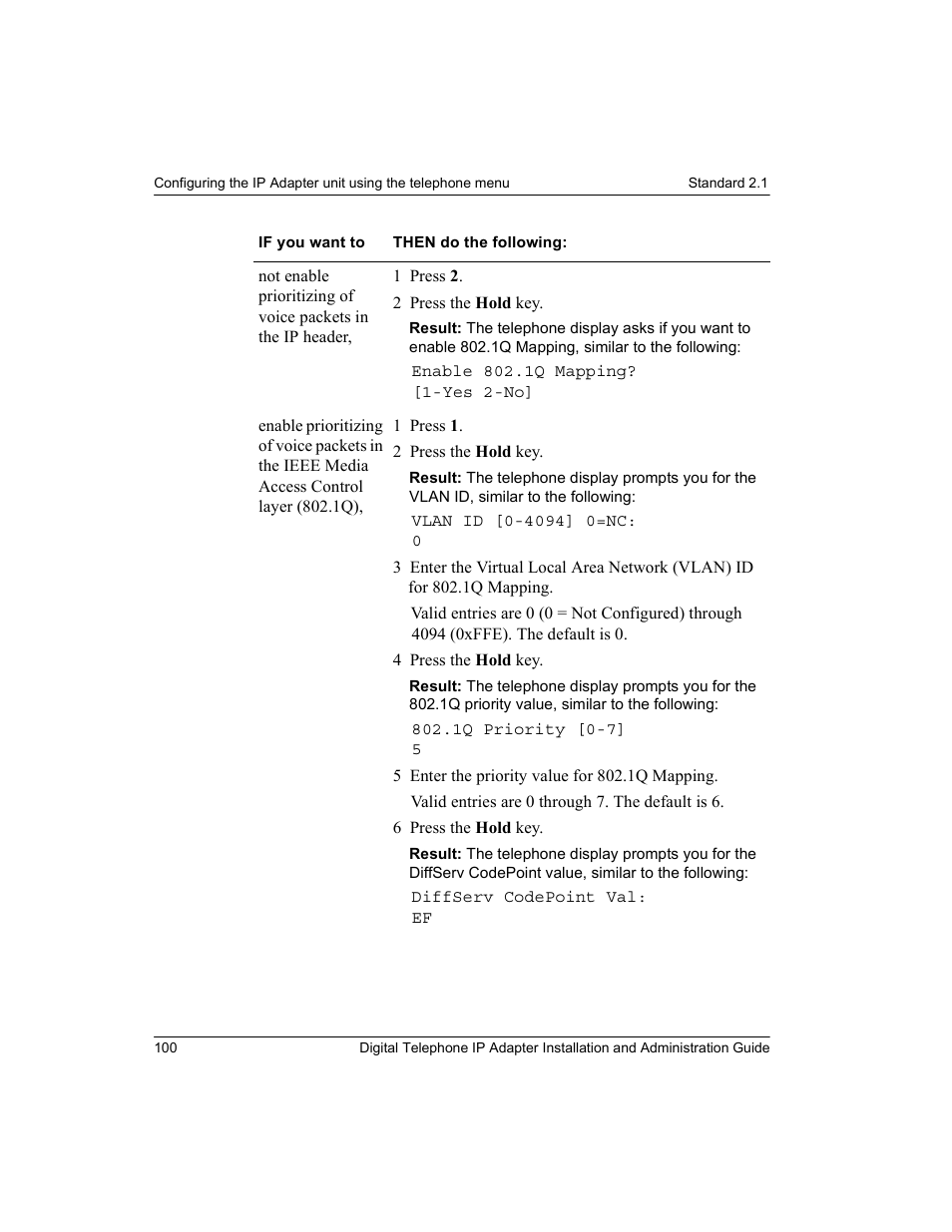 To “enable 802.1q mapping? [1-yes 2 | Nortel Networks M3310 User Manual | Page 100 / 264