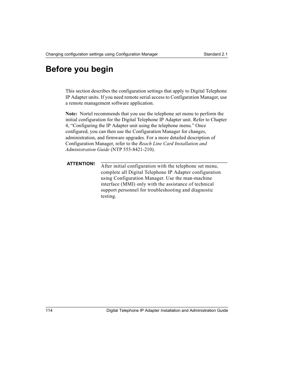 Before you begin | Nortel Networks M3310 User Manual | Page 114 / 264