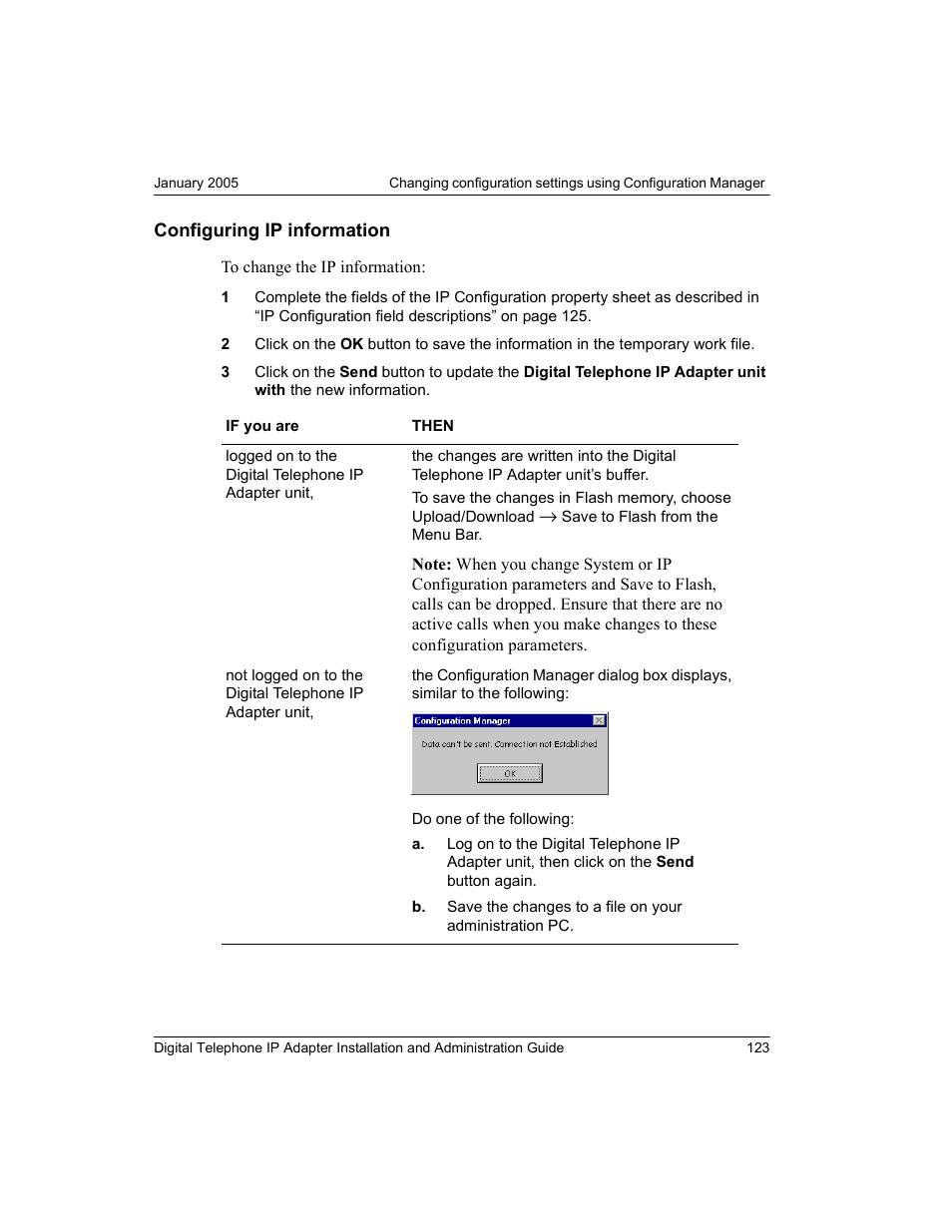 Configuring ip information | Nortel Networks M3310 User Manual | Page 123 / 264