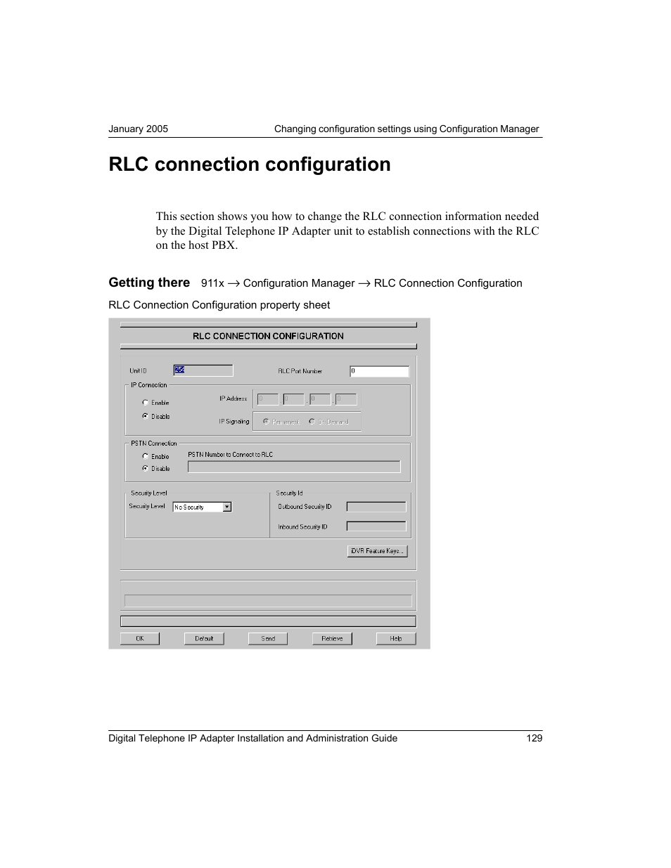 Rlc connection configuration | Nortel Networks M3310 User Manual | Page 129 / 264