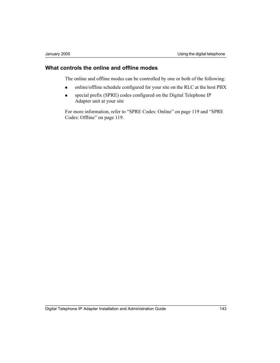 What controls the online and offline modes | Nortel Networks M3310 User Manual | Page 143 / 264