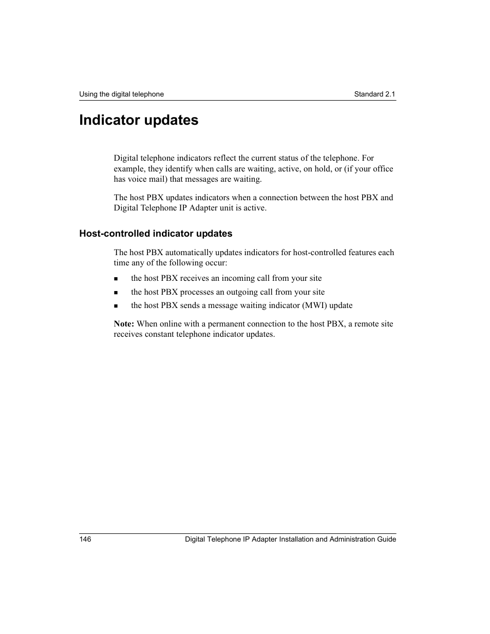 Indicator updates, Host-controlled indicator updates | Nortel Networks M3310 User Manual | Page 146 / 264