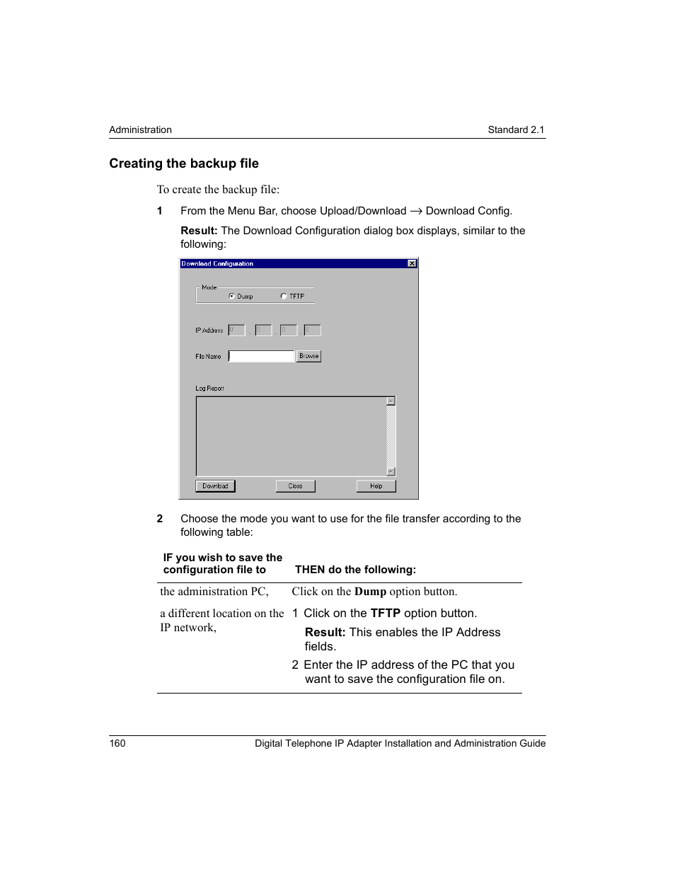 Creating the backup file | Nortel Networks M3310 User Manual | Page 160 / 264