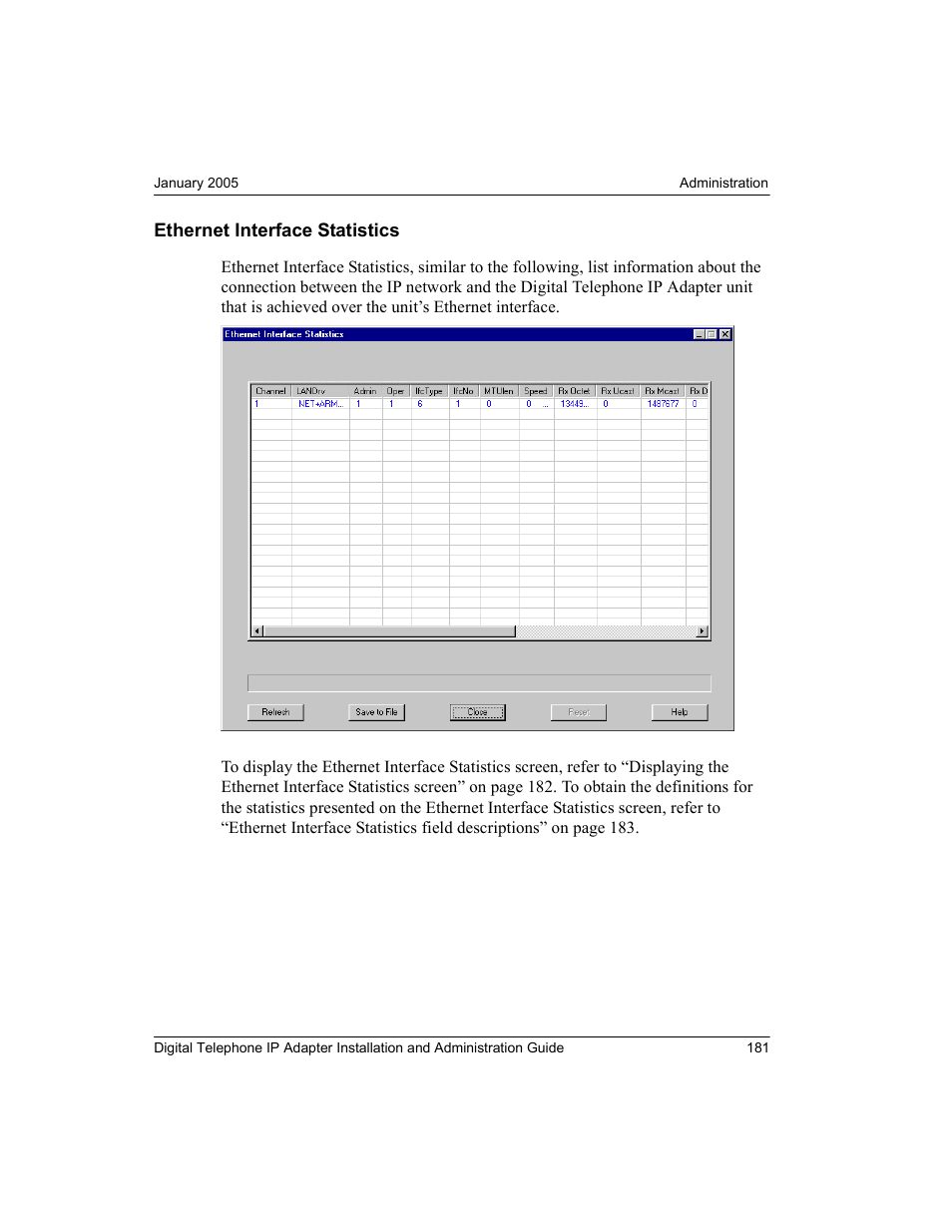 Ethernet interface statistics | Nortel Networks M3310 User Manual | Page 181 / 264