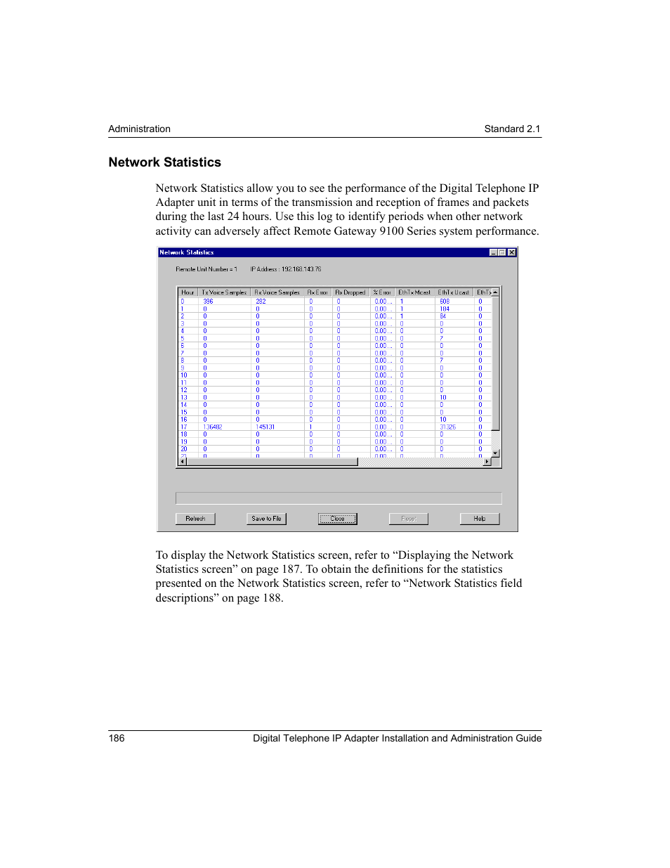 Network statistics | Nortel Networks M3310 User Manual | Page 186 / 264