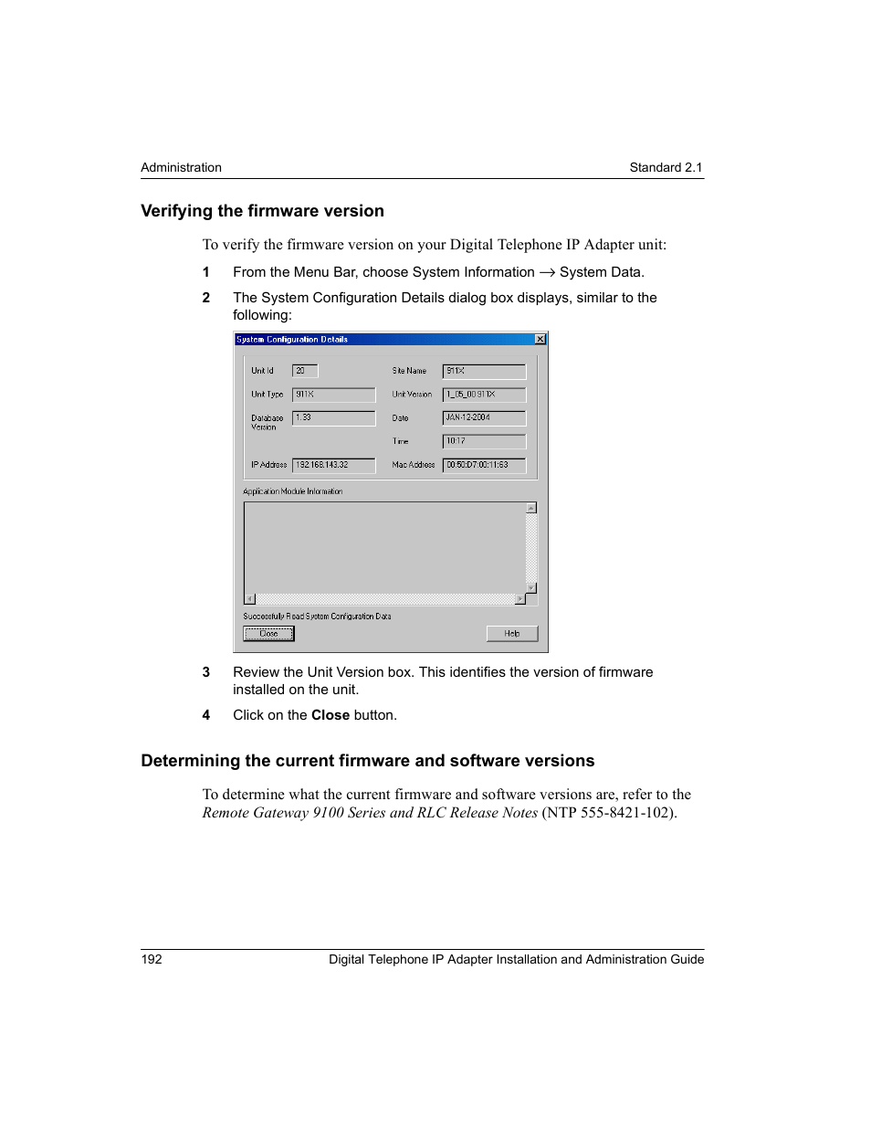 Verifying the firmware version | Nortel Networks M3310 User Manual | Page 192 / 264