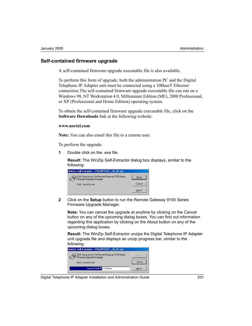 Self-contained firmware upgrade | Nortel Networks M3310 User Manual | Page 201 / 264