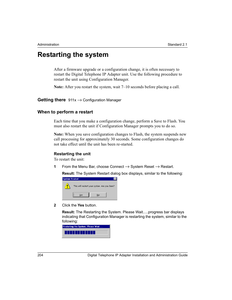 Restarting the system, When to perform a restart | Nortel Networks M3310 User Manual | Page 204 / 264