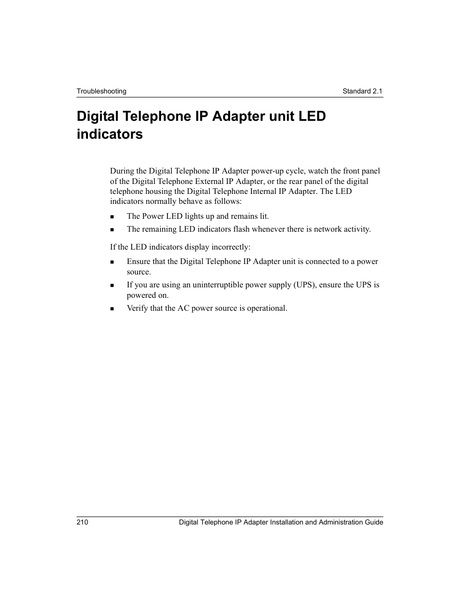 Digital telephone ip adapter unit led indicators | Nortel Networks M3310 User Manual | Page 210 / 264
