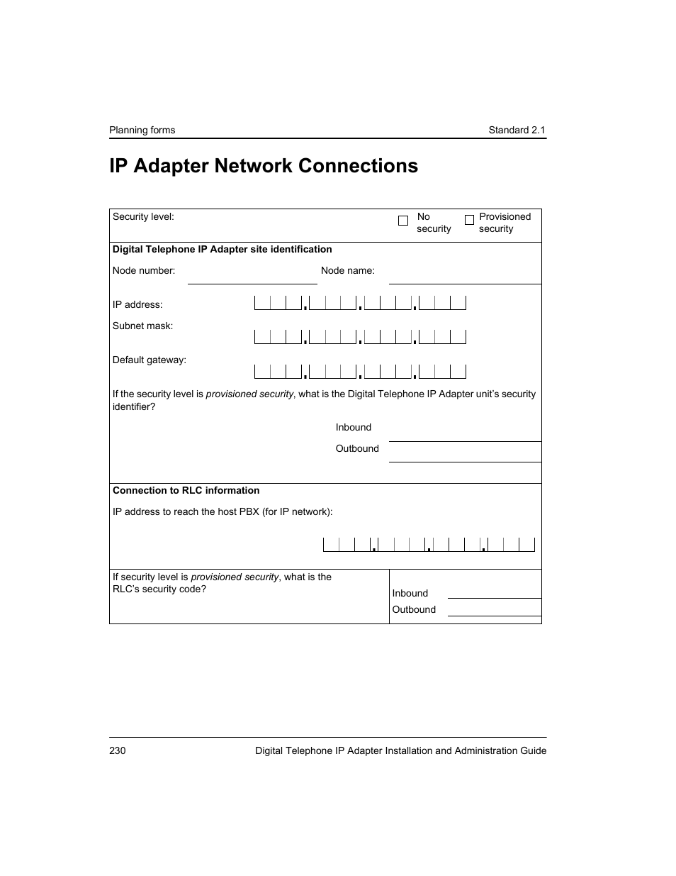 Ip adapter network connections | Nortel Networks M3310 User Manual | Page 230 / 264