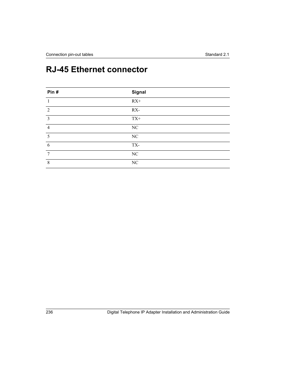 Rj-45 ethernet connector | Nortel Networks M3310 User Manual | Page 236 / 264