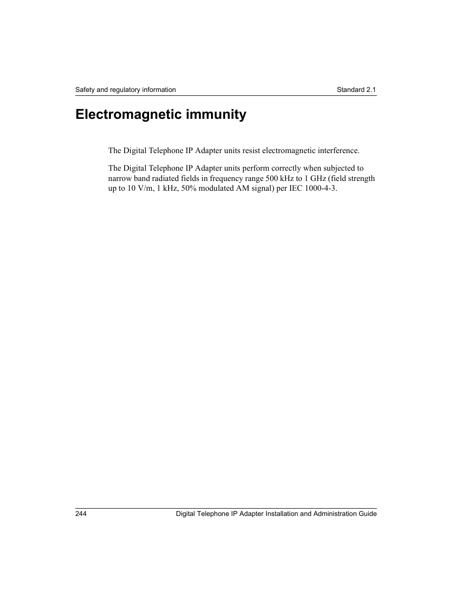 Electromagnetic immunity | Nortel Networks M3310 User Manual | Page 244 / 264