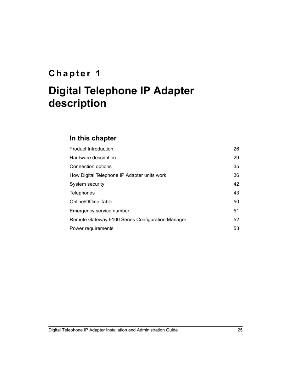 Digital telephone ip adapter description | Nortel Networks M3310 User Manual | Page 25 / 264