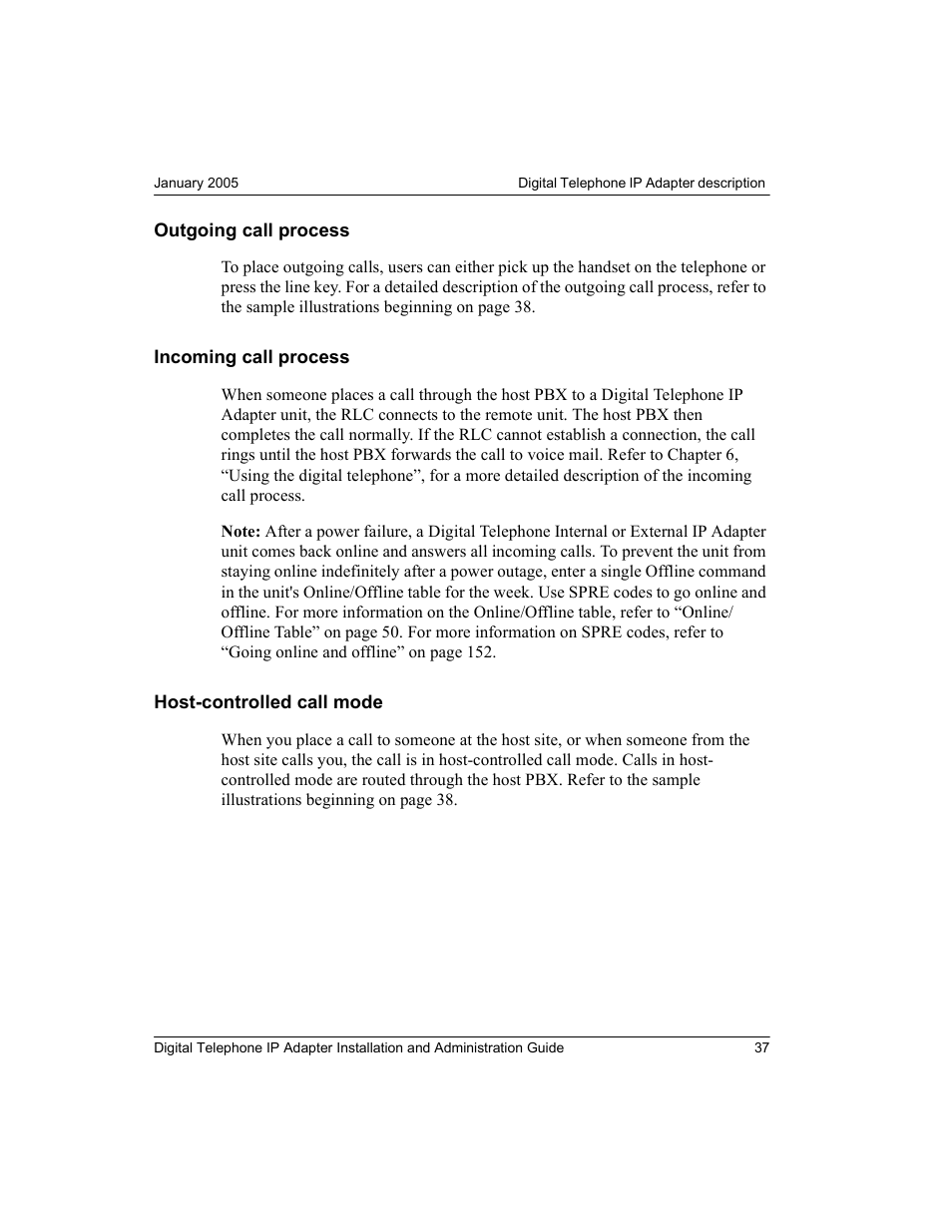 Outgoing call process, Incoming call process, Host-controlled call mode | Nortel Networks M3310 User Manual | Page 37 / 264