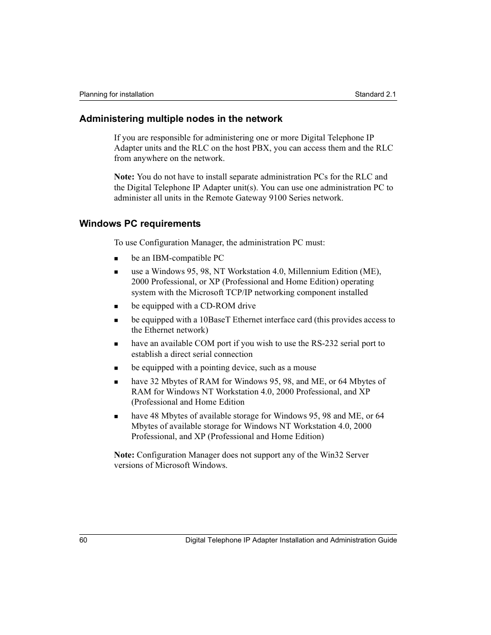 Administering multiple nodes in the network, Windows pc requirements | Nortel Networks M3310 User Manual | Page 60 / 264