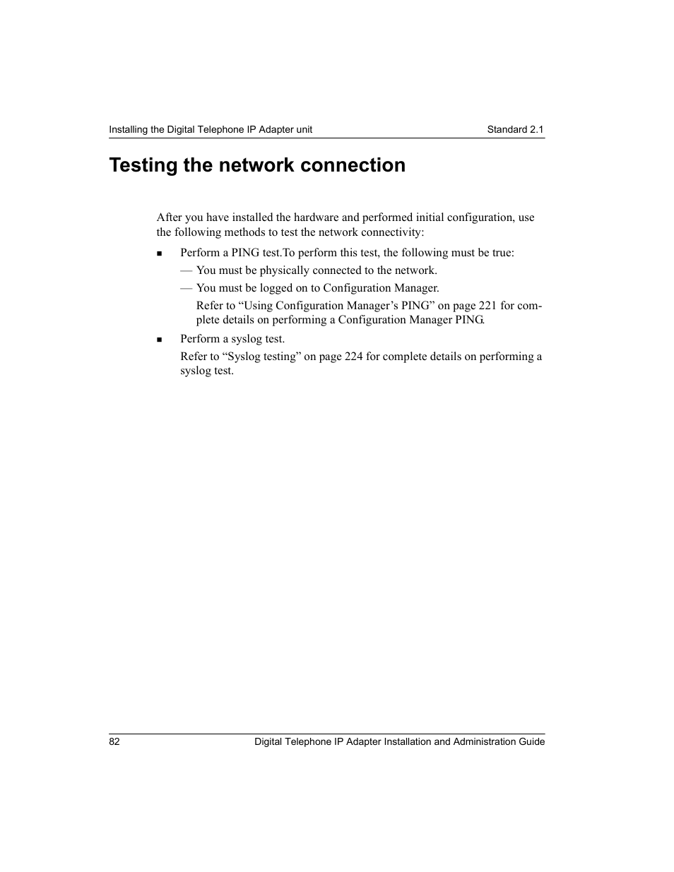 Testing the network connection | Nortel Networks M3310 User Manual | Page 82 / 264