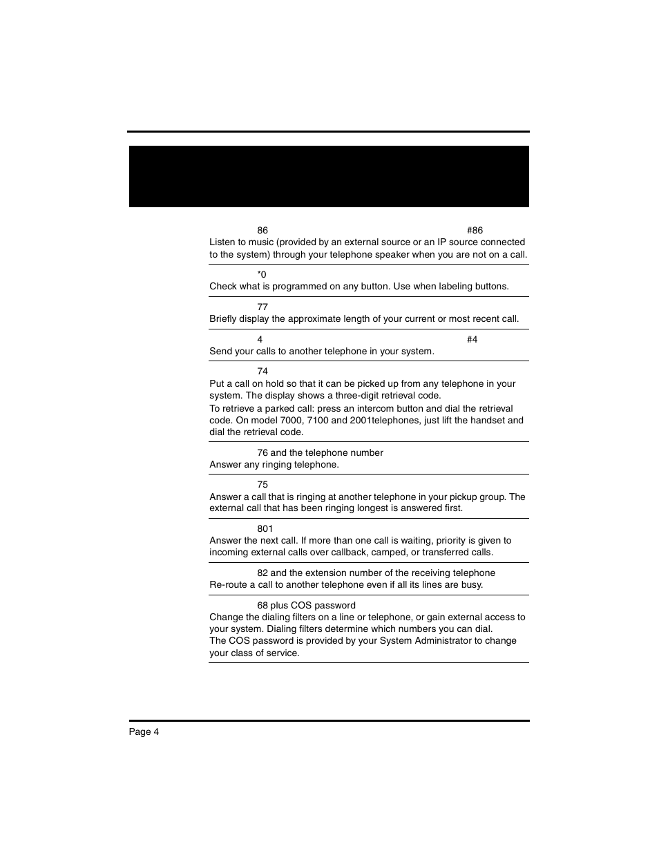 Telephone features | Nortel Networks Nortel M 7000 User Manual | Page 4 / 16