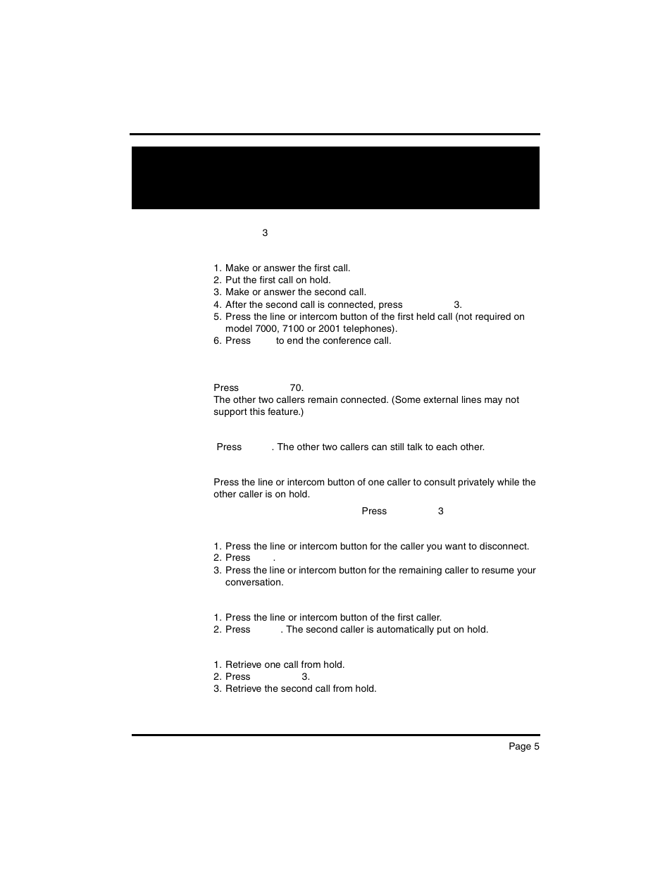 Telephone features | Nortel Networks Nortel M 7000 User Manual | Page 5 / 16