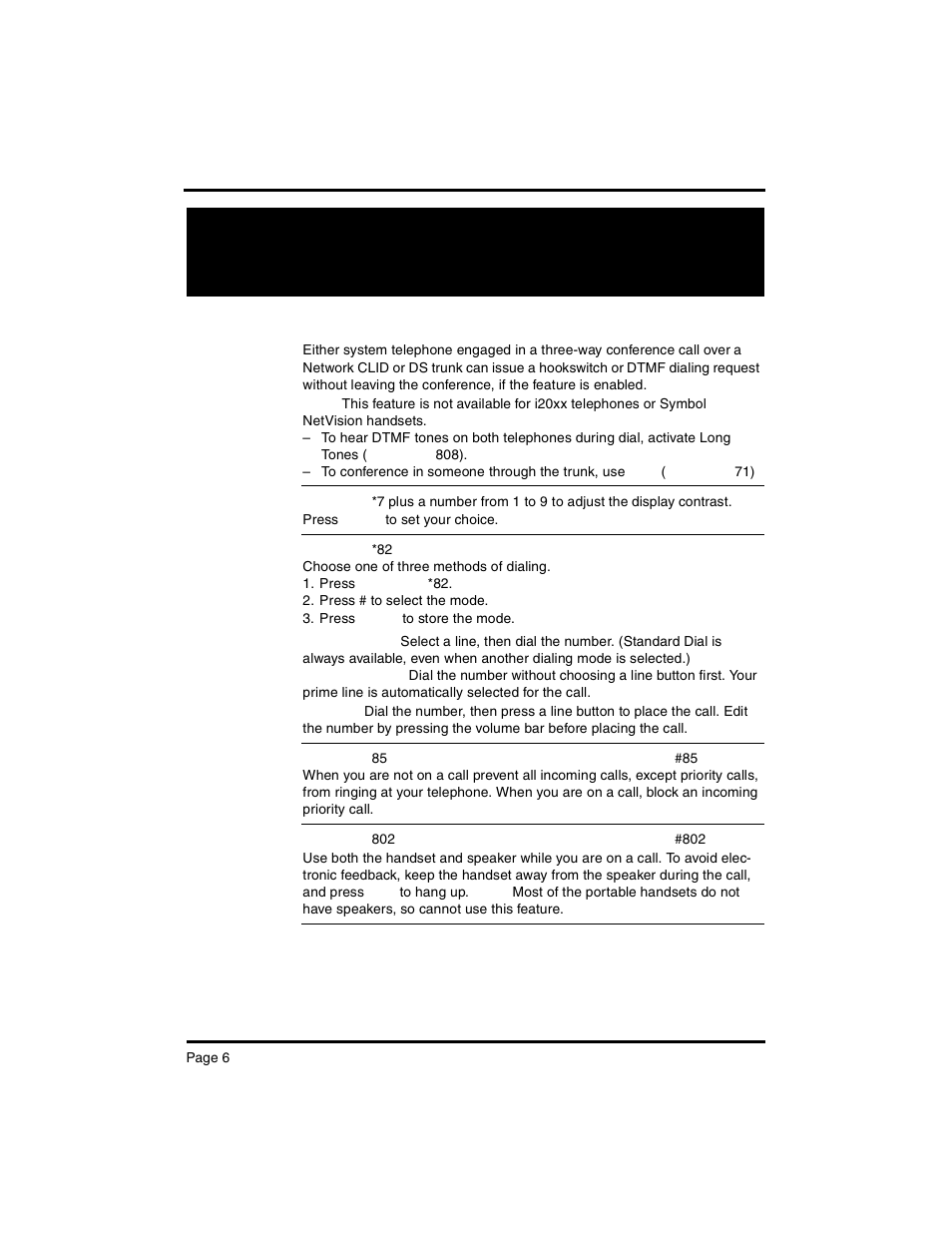 Telephone features | Nortel Networks Nortel M 7000 User Manual | Page 6 / 16