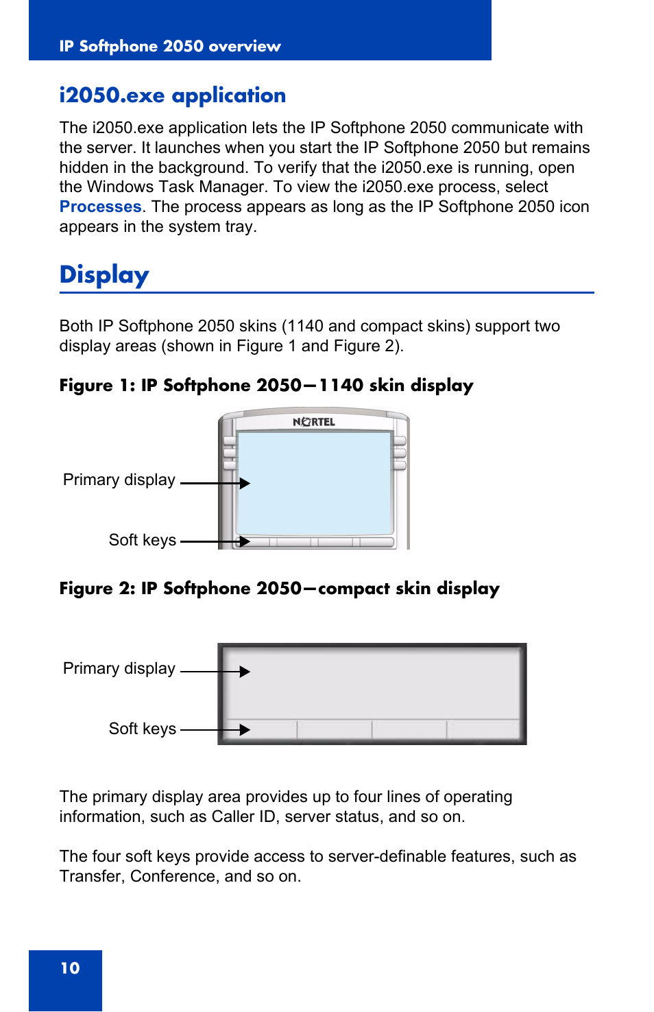 I2050.exe application, Display | Nortel Networks NN-10300-053 User Manual | Page 10 / 44