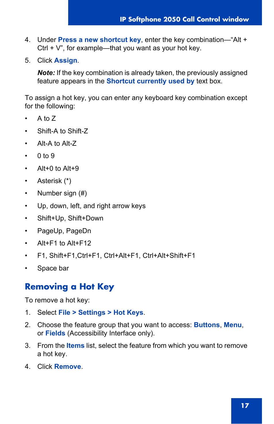 Removing a hot key | Nortel Networks NN-10300-053 User Manual | Page 17 / 44