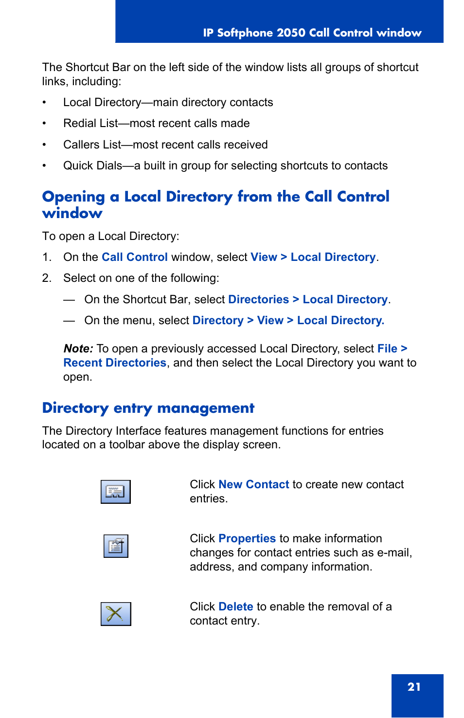 Directory entry management | Nortel Networks NN-10300-053 User Manual | Page 21 / 44