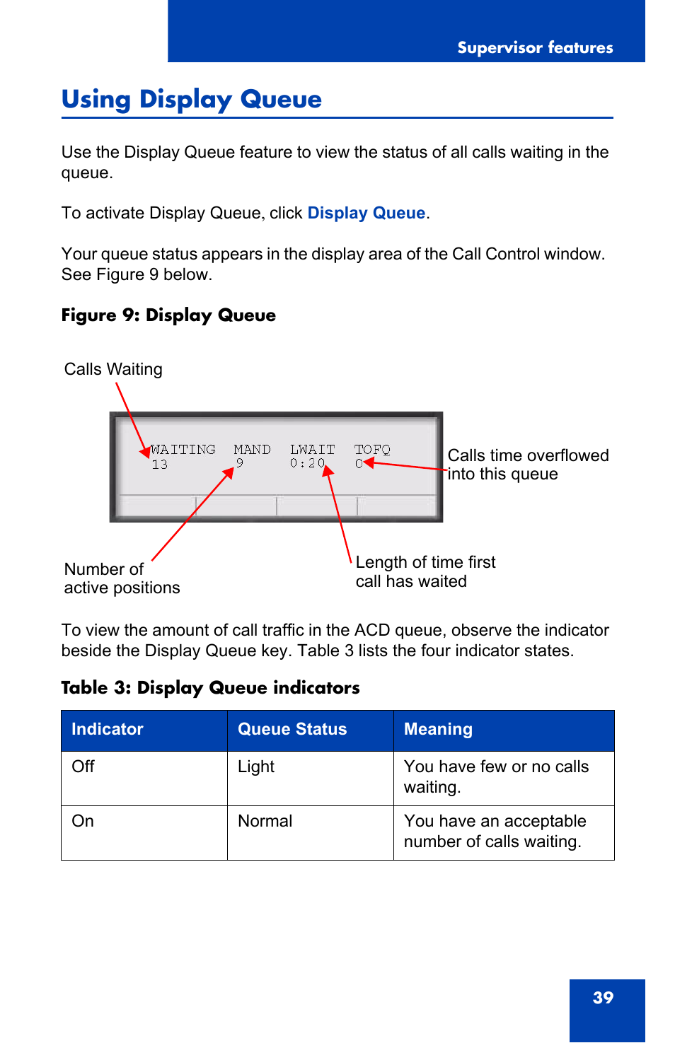 Using display queue | Nortel Networks NN-10300-053 User Manual | Page 39 / 44