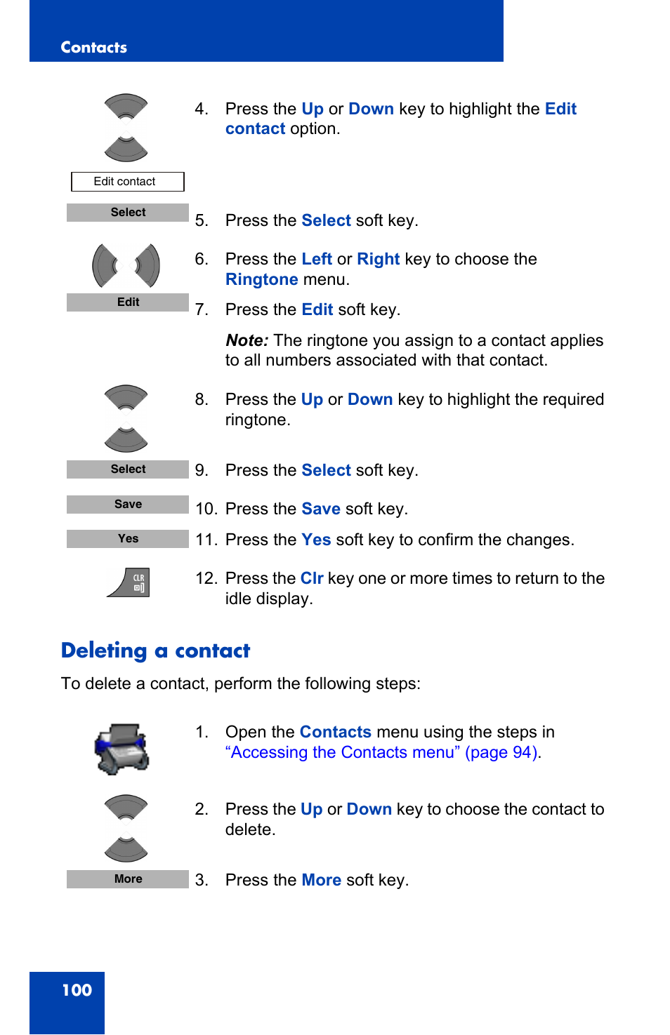 Deleting a contact | Nortel Networks Nortel 4075 User Manual | Page 100 / 244