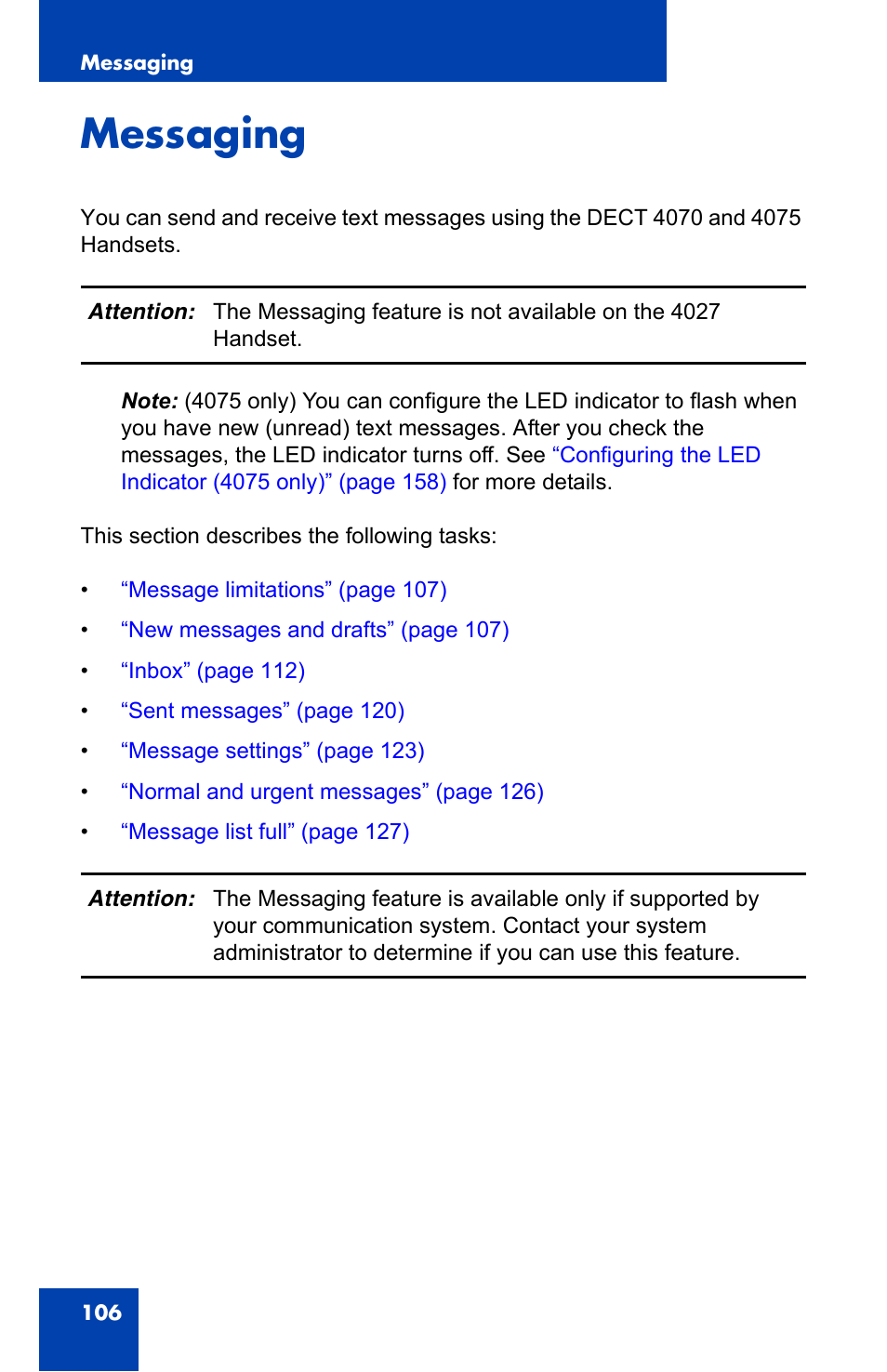 Messaging | Nortel Networks Nortel 4075 User Manual | Page 106 / 244