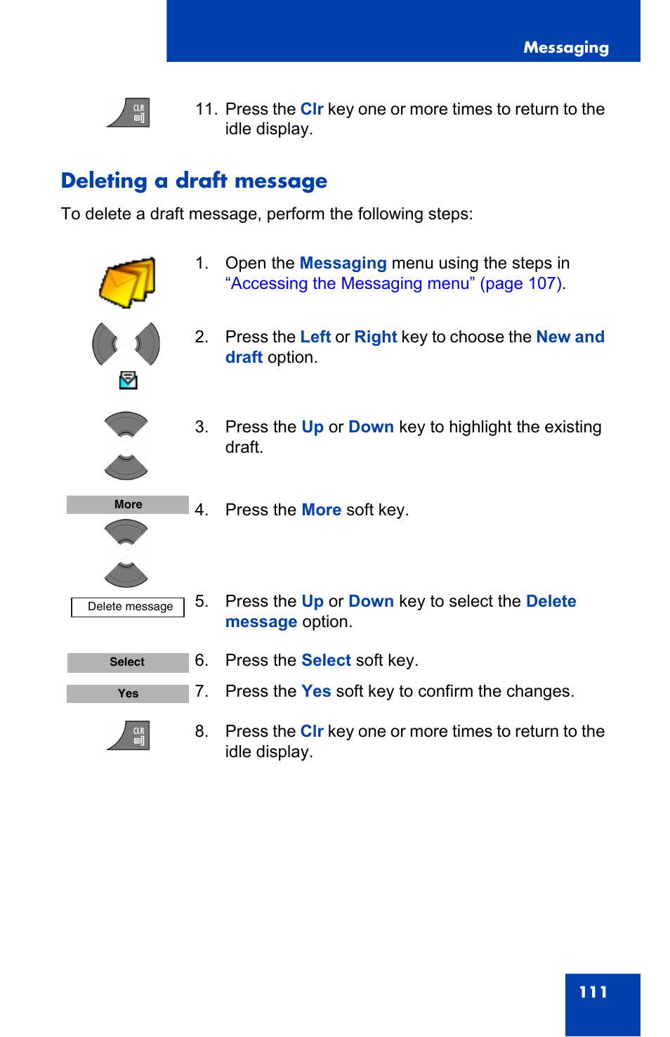 Deleting a draft message | Nortel Networks Nortel 4075 User Manual | Page 111 / 244