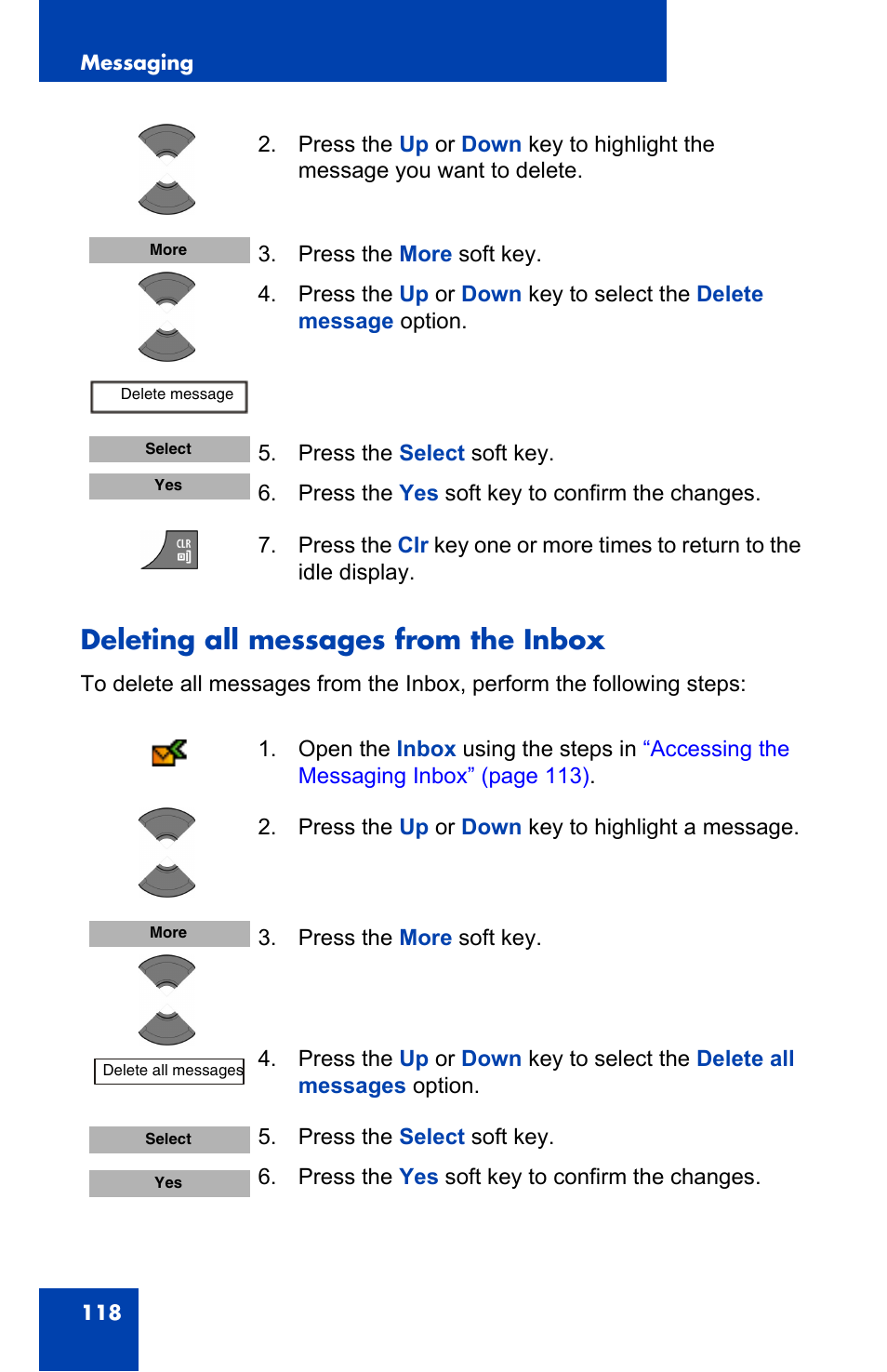 Deleting all messages from the inbox | Nortel Networks Nortel 4075 User Manual | Page 118 / 244