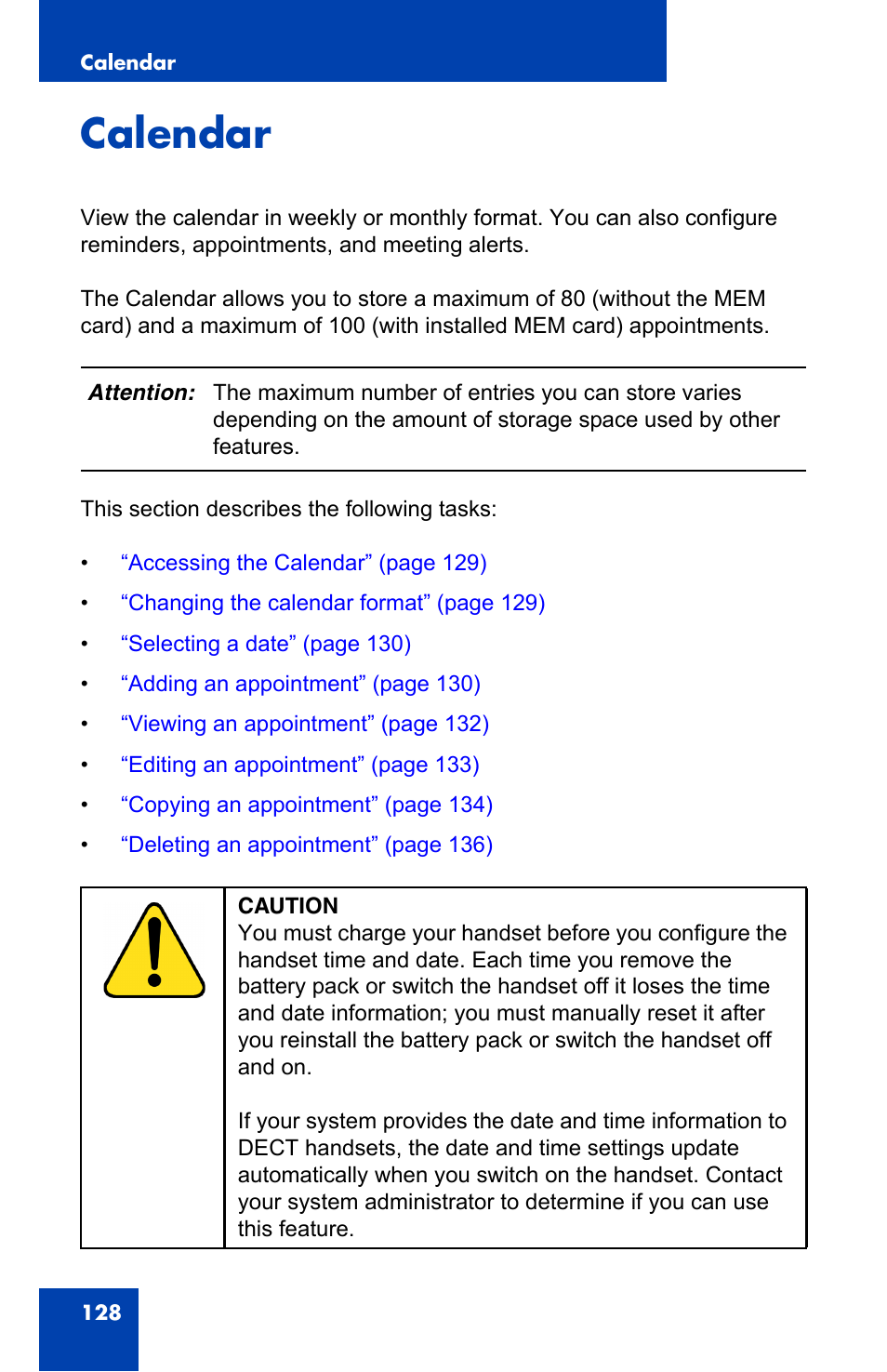 Calendar | Nortel Networks Nortel 4075 User Manual | Page 128 / 244