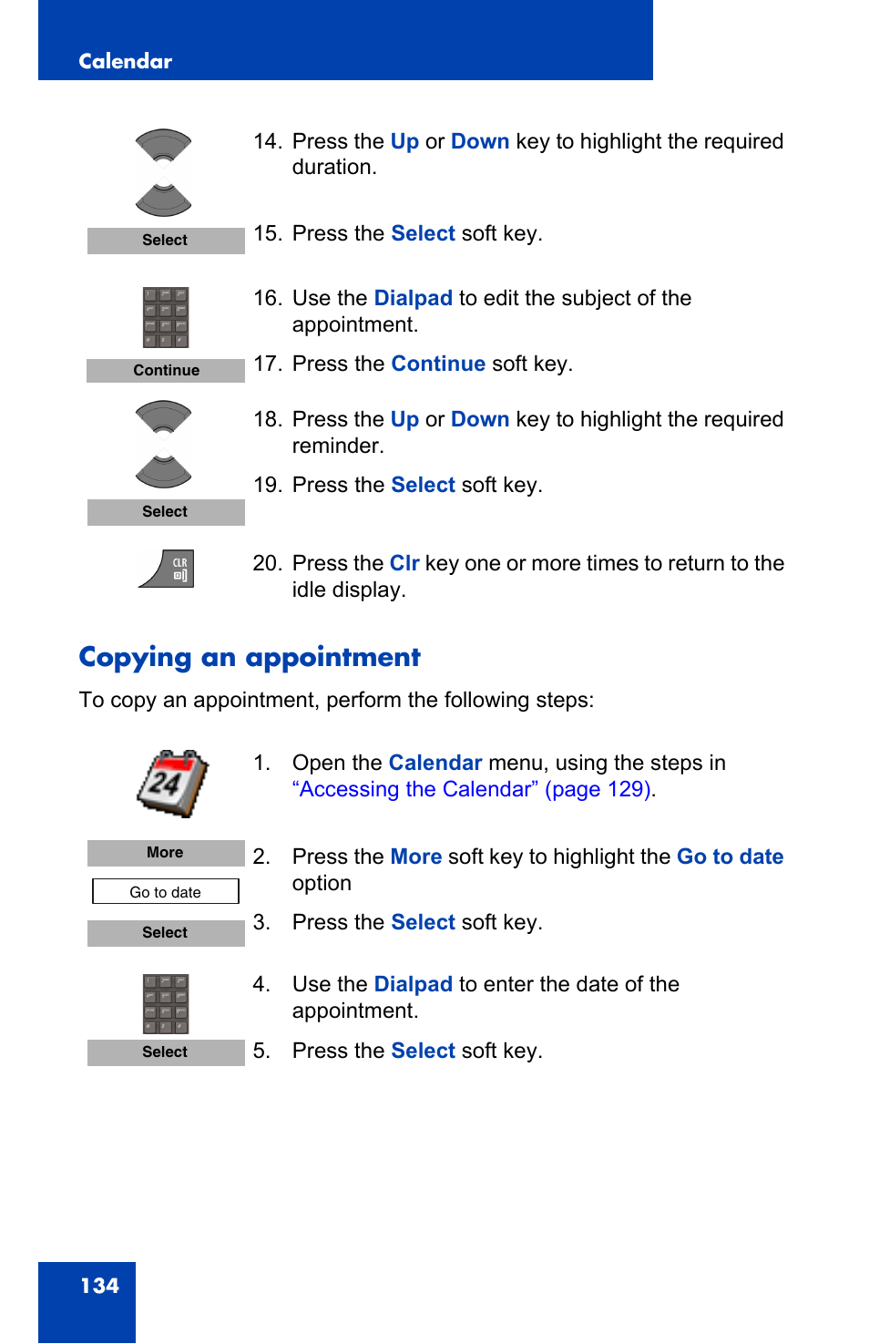 Copying an appointment | Nortel Networks Nortel 4075 User Manual | Page 134 / 244