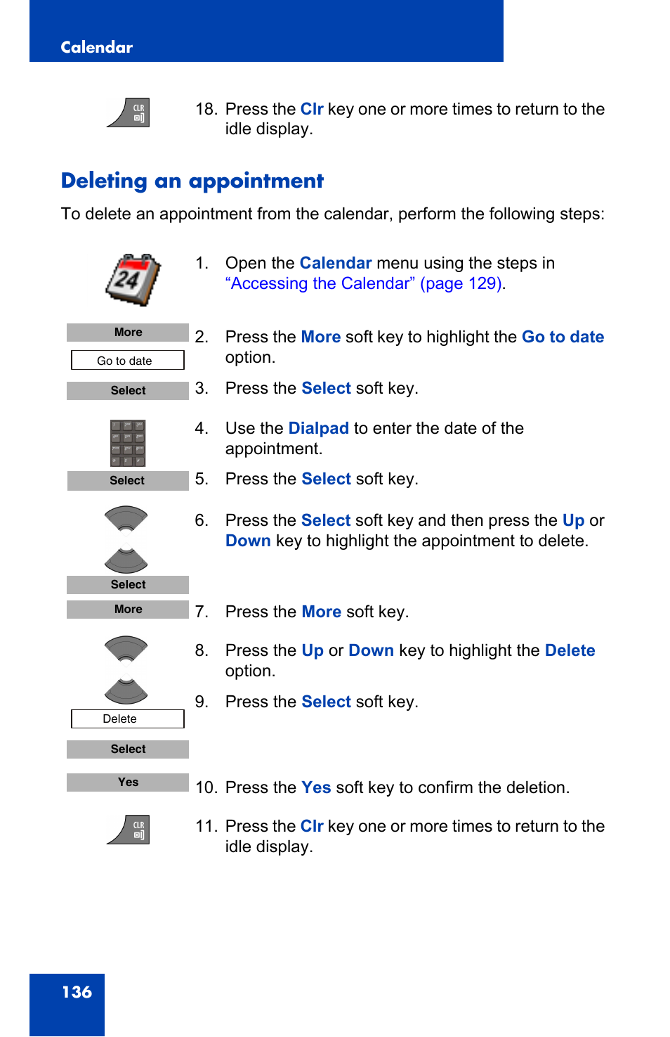 Deleting an appointment | Nortel Networks Nortel 4075 User Manual | Page 136 / 244