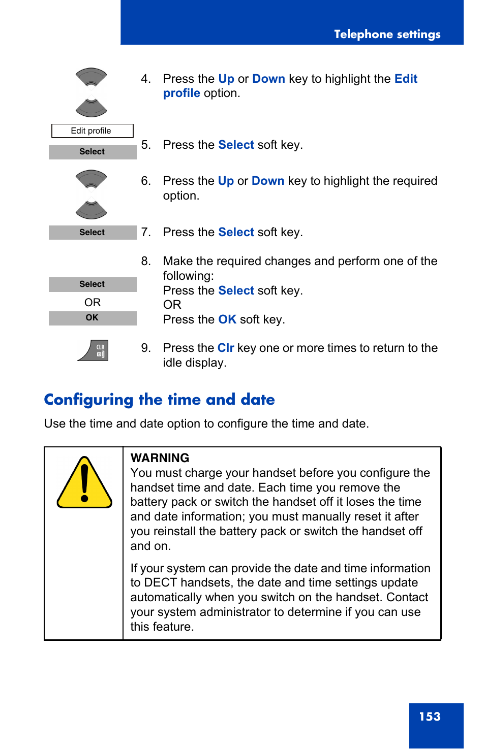Configuring the time and date | Nortel Networks Nortel 4075 User Manual | Page 153 / 244