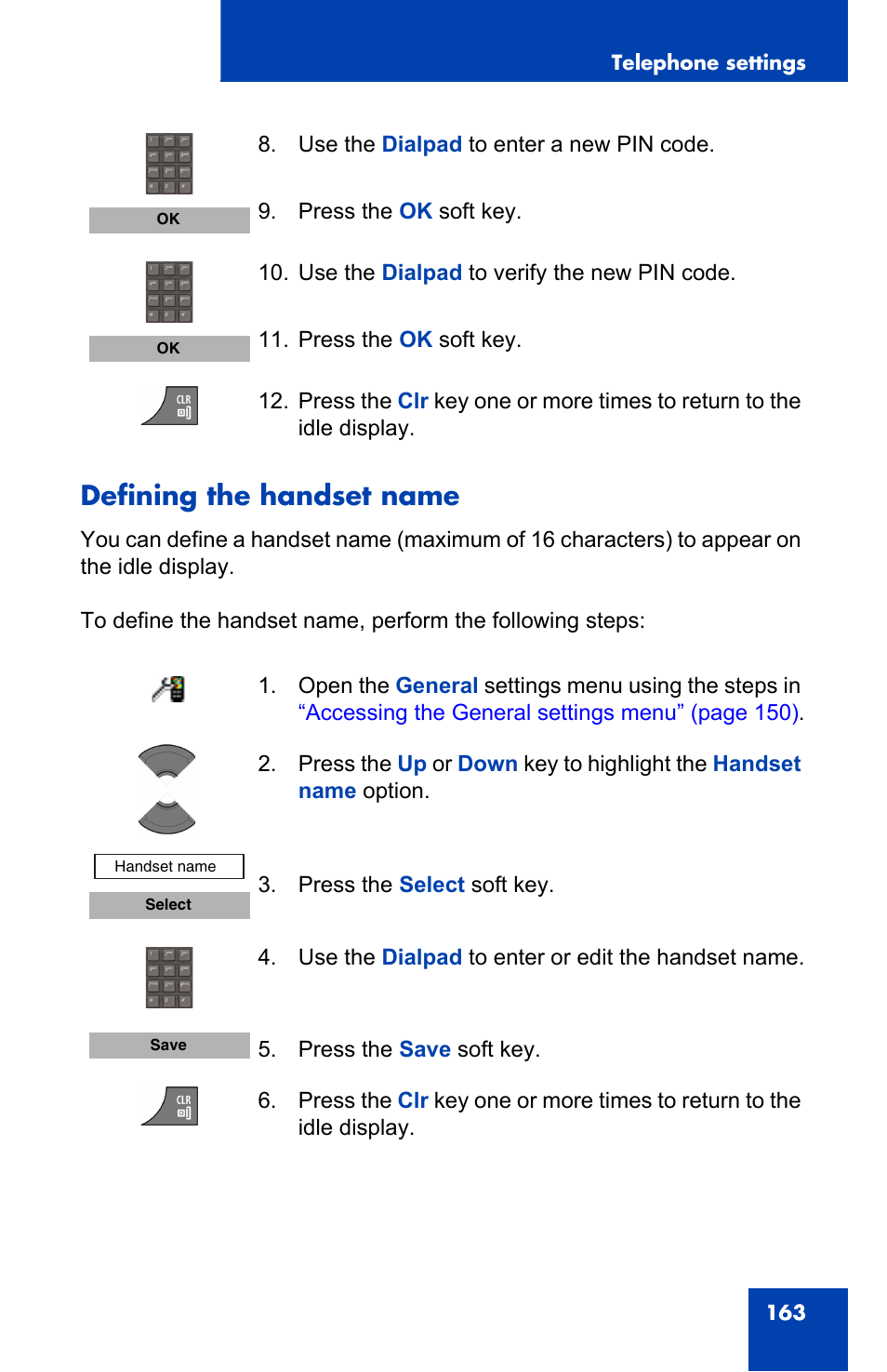 Defining the handset name | Nortel Networks Nortel 4075 User Manual | Page 163 / 244