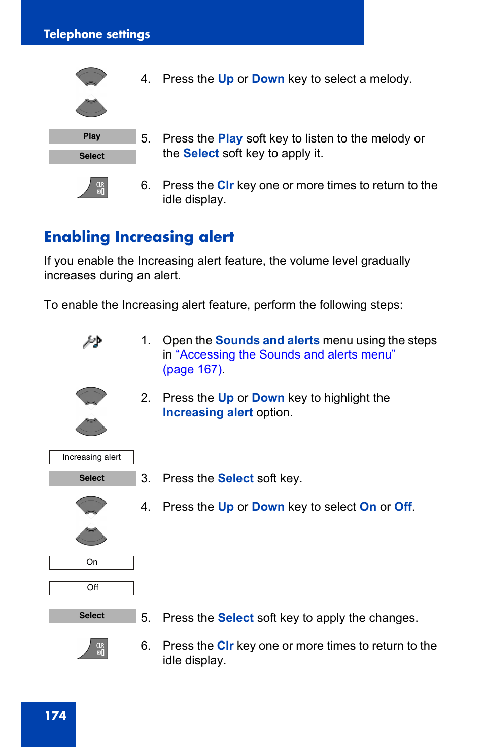 Enabling increasing alert | Nortel Networks Nortel 4075 User Manual | Page 174 / 244