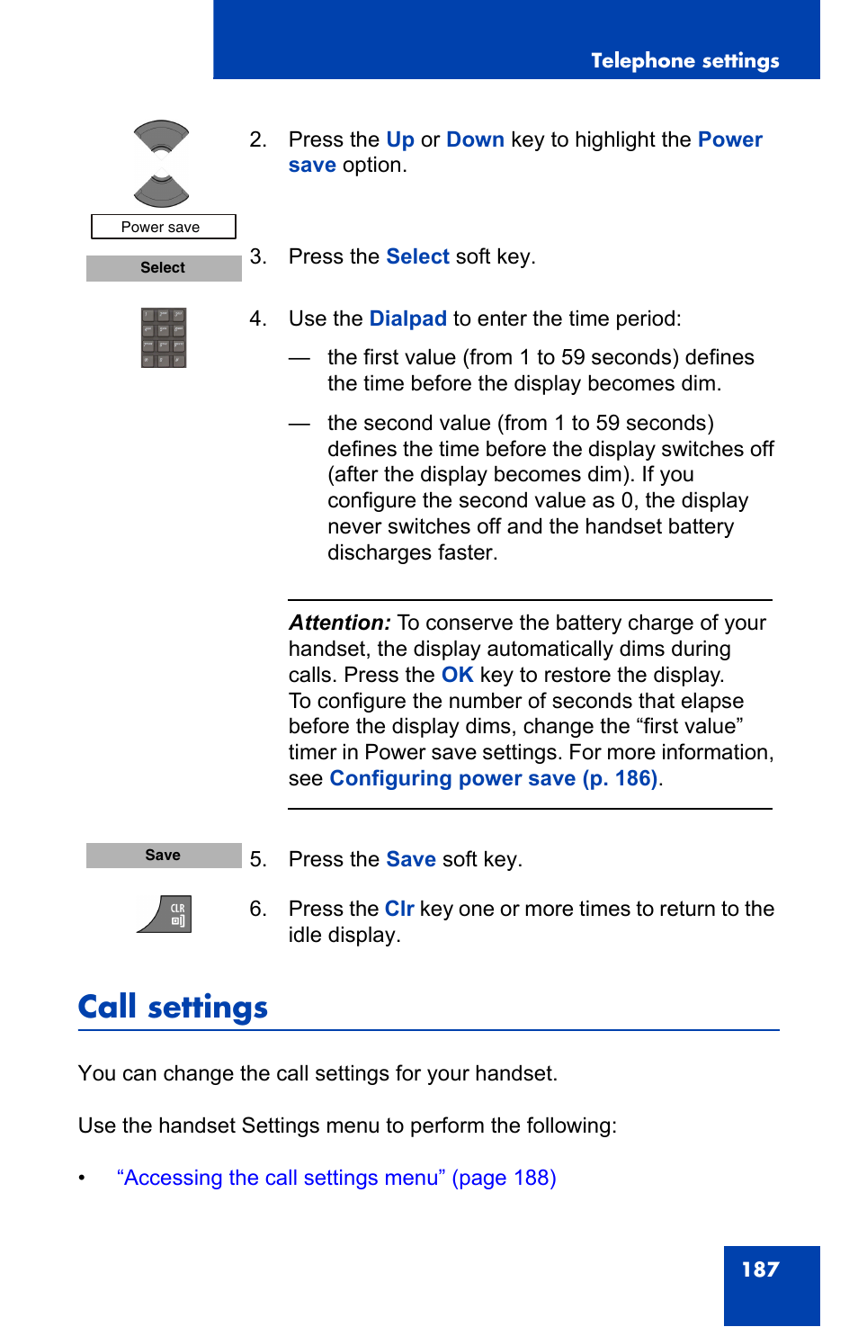 Call settings | Nortel Networks Nortel 4075 User Manual | Page 187 / 244
