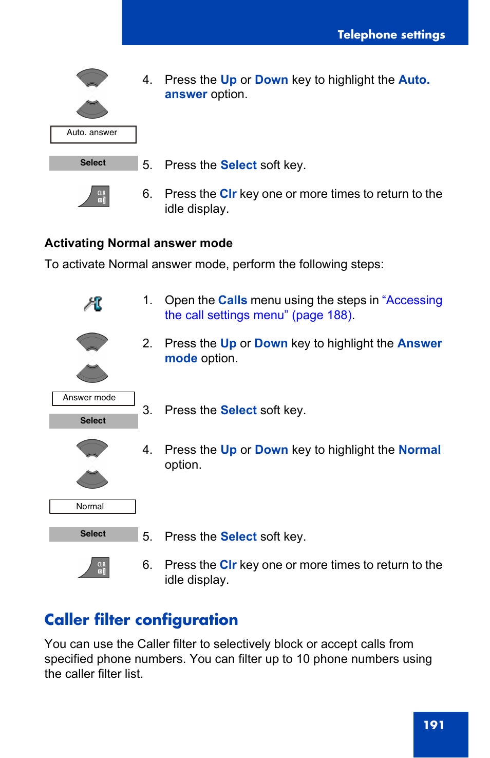 Caller filter configuration | Nortel Networks Nortel 4075 User Manual | Page 191 / 244