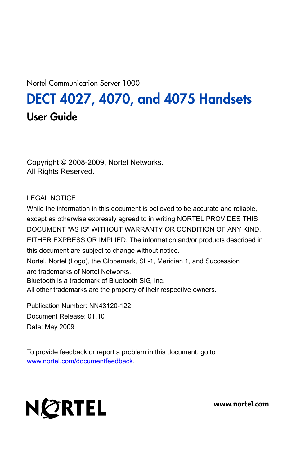 User guide | Nortel Networks Nortel 4075 User Manual | Page 244 / 244
