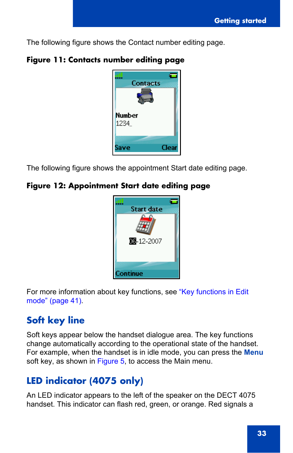 Soft key line, Led indicator (4075 only), Soft key line led indicator (4075 only) | Nortel Networks Nortel 4075 User Manual | Page 33 / 244