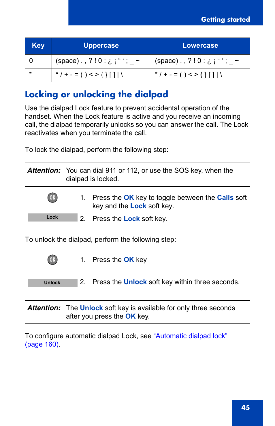 Locking or unlocking the dialpad | Nortel Networks Nortel 4075 User Manual | Page 45 / 244